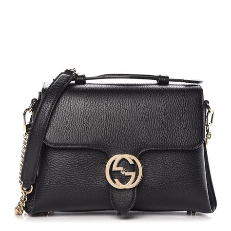 GUCCI Dollar Calfskin Interlocking G Top Handle Shoulder Bag 